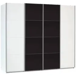 Schwebetürenschrank mit Glas 271cm Bensheim, Weiß/Basalt