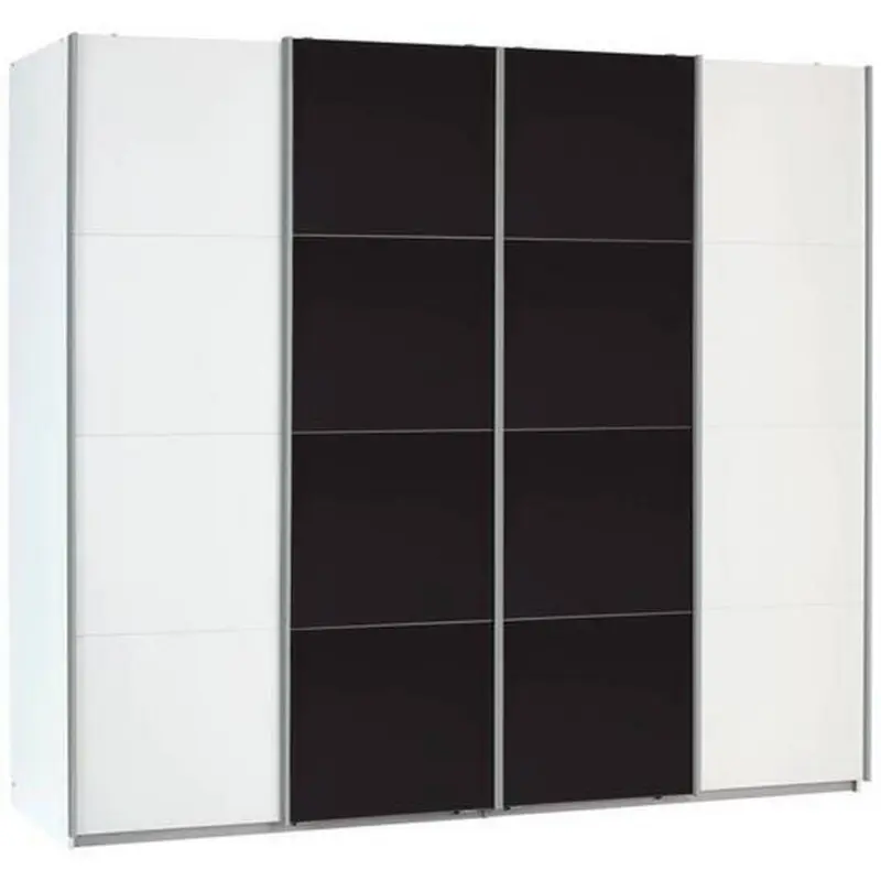 Schwebetürenschrank mit Glas 271cm Bensheim, Weiß/Basalt