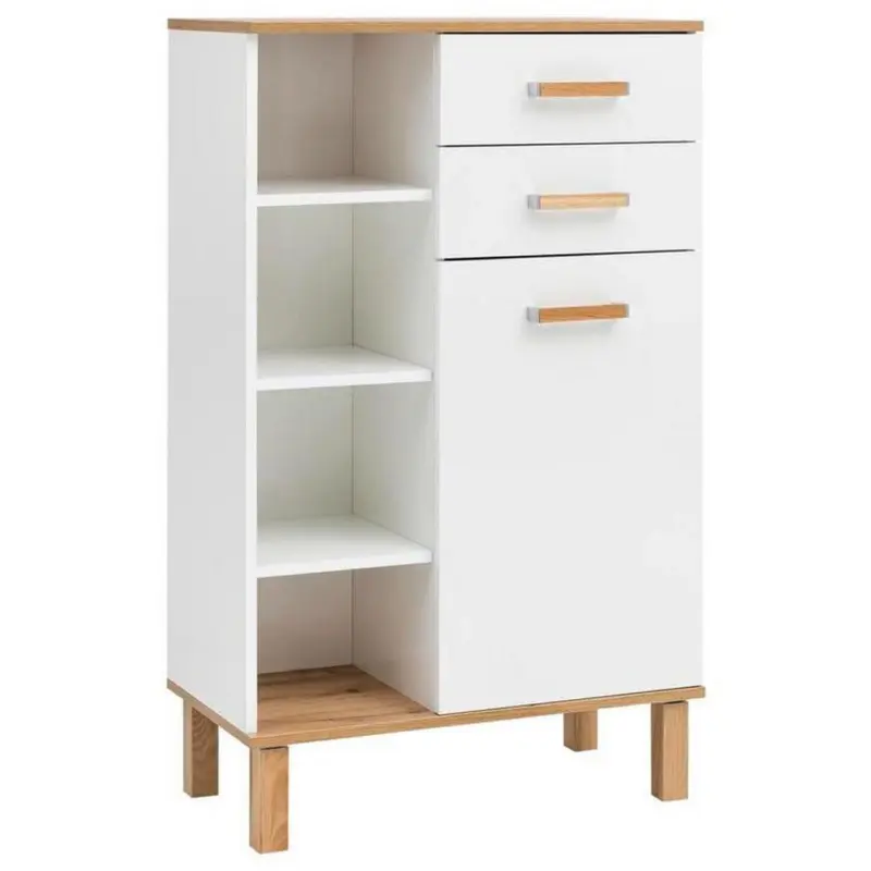 Midischrank mit Laden Padua B: 67 cm Weiß/Eiche Dekor
