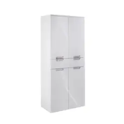 Hochschrank mit 4 Dreht&uuml;ren Mars 65cm Wei&szlig; Dekor