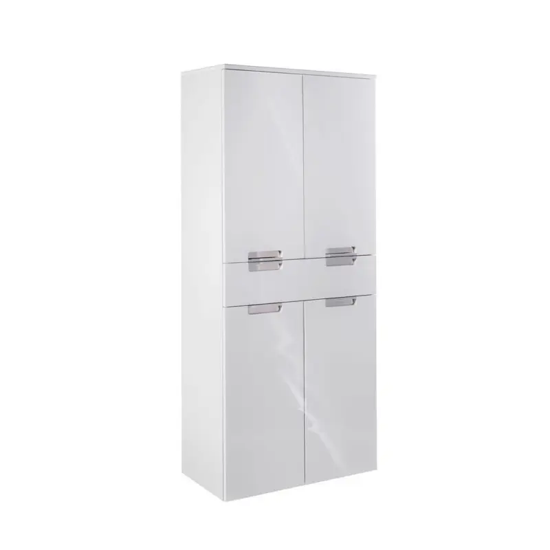 Hochschrank mit 4 Dreht&uuml;ren Mars 65cm Wei&szlig; Dekor