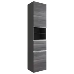 Hochschrank Mit Soft-Close Arezzo 40cm, Graphit/Eiche
