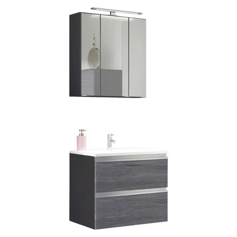Badmöbel-set 3-tlg. Inkl. Led Arezzo B: 60cm, Eiche Dekor