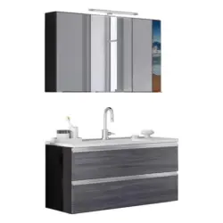 Badmöbel-set 3-tlg. Inkl. Led Arezzo B: 100cm, Eiche Dekor