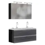 Möbelix Badmöbel-Set 3-Tlg. inkl. LED Arezzo B: 120cm, Eiche Dekor