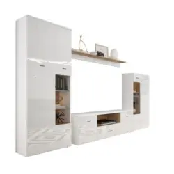 Wohnwand Modern 4 -teilig. Mit Led Storm, Wei&szlig;