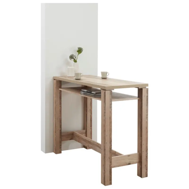 Bartisch Cream 120x55x100 Cm Eiche Dekor Mit Ablagefach