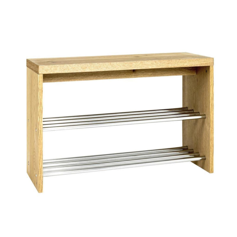 Garderobenbank Bench B: 81 Cm 2 Schuhablagen Eichefarben