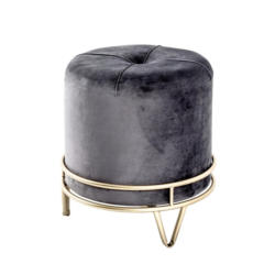 Hocker Stool Grau/goldfarben Sitz Gepolstert H: 40 Cm Rund