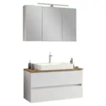 Möbelix Badmöbel-Set 3-Tlg. inkl. LED Pienza B: 100 cm, Weiß