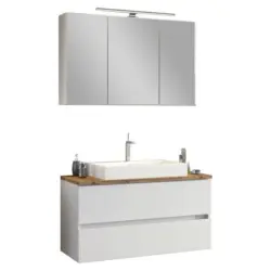 Badmöbel-Set 3-Tlg. inkl. LED Pienza B: 100 cm, Weiß