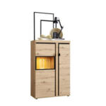 Möbelix Vitrine Nyon B: 89 Cm Inkl. Led, Eiche Dekor/schwarz