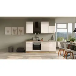 K&uuml;chenzeile Nepal mit Ger&auml;ten 220 cm Kaschmir/Eiche Dekor