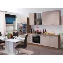 Küchenzeile Nepal mit Geräten 280 cm Kaschmir/Eiche Dekor