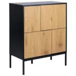 Möbelix Highboard Seaford B: 80 Cm Metall Eichefarben 4-Türig