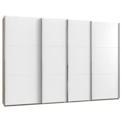 Schwebetürenschrank 350cm Level 36a, Weiß/eiche