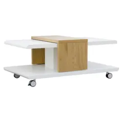 Couchtisch Holz mit Rollen Joliet, Wei&szlig;/Braun