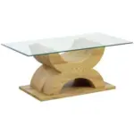 Möbelix Couchtich Holz mit Glasplatte X-Form, Eiche Dekor