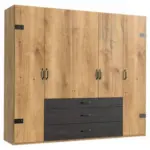 Möbelix Drehtürenschrank Mit Laden 250cm Detroit, Eiche/graphit