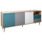 Möbelix Sideboard Dekor 180 cm Cube 56-Trend, Eiche/Farbig