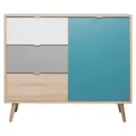 Möbelix Kommode B 103cm Cuba 1-trend, Eiche Dekor/grau, Weiß, Petrol