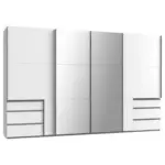 Möbelix Schwebetürenschrank Mit Spiegel + Laden 350cm Level 36a, Weiß