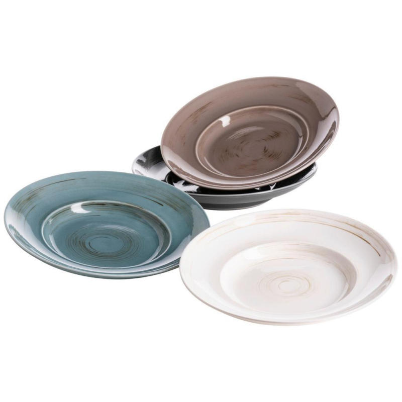 Pastatellerset Derby Blau/ Grau/Weiß/Beige 4-teilig