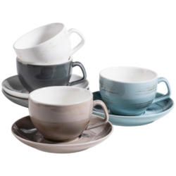 Kaffeservice Keramik 8-Teilig Blau,grau,weiß,beige ca. 200ml