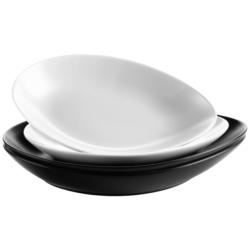 Speiseteller Keramik Oval Schwarz/Weiß 4tlg Glendal