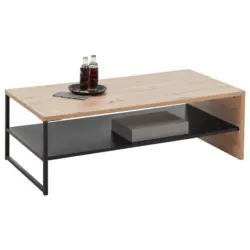 Couchtisch mit Ablagefach Lukas, Eiche/Schwarz