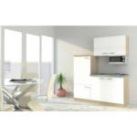 Möbelix Miniküche mit Kühlschrank + Kochfeld 160 cm Weiß/Eiche
