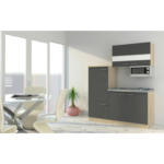 Möbelix Miniküche mit Kühlschrank + Kochfeld 160 cm Grau/Eiche