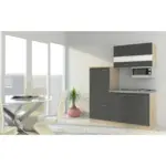 Möbelix Miniküche mit Kühlschrank + Kochfeld 160 cm Grau/Eiche