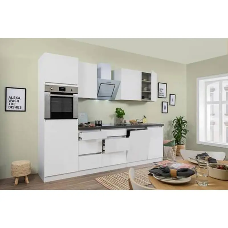 Küchenzeile Premium mit Geräten 280 cm Weiß Elegant
