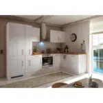Möbelix Einbauküche Eckküche Möbelix Premium mit Geräten 310x172 cm Weiß Landhaus