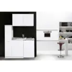 Möbelix Miniküche mit Kühlschrank + Kochfeld 130 cm Weiß Dekor