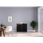 Möbelix Miniküche mit Kühlschrank + Kochfeld 100 cm Schwarz/Eiche