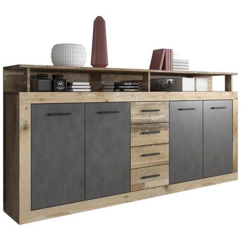 Sideboard B 190cm Luna, Eiche/Anthrazit