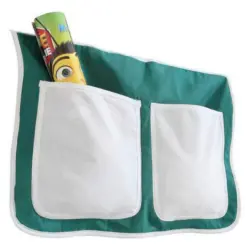Betttasche aus Baumwolle Mit 2 Fächern, Weiß/Grün