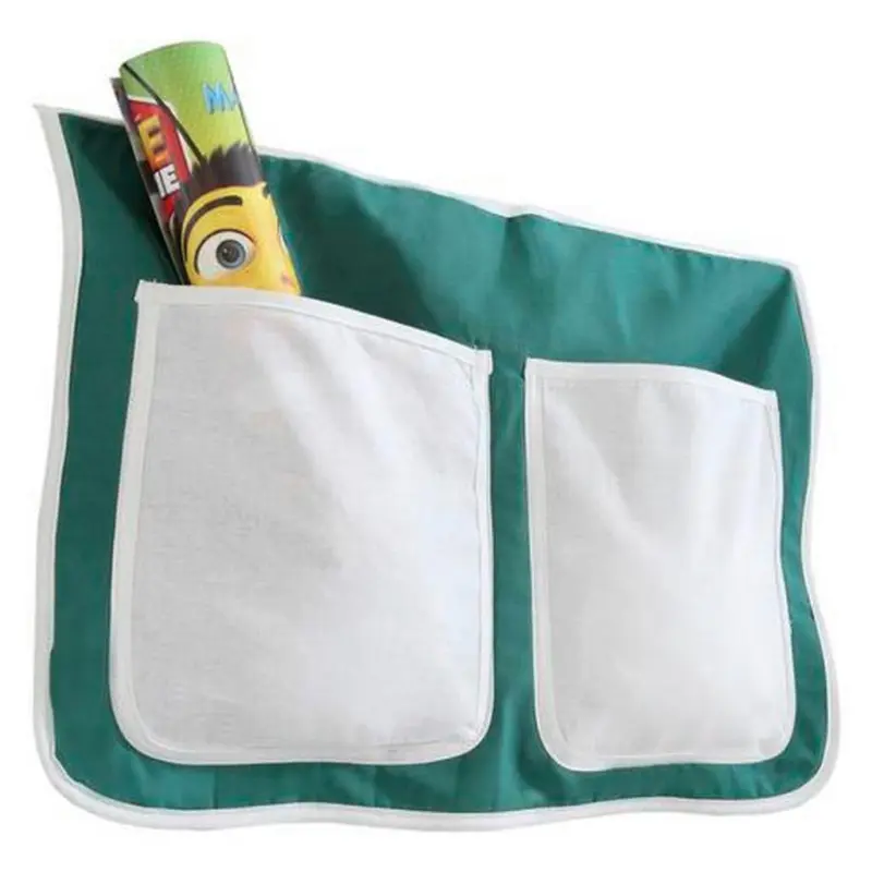 Betttasche aus Baumwolle Mit 2 Fächern, Weiß/Grün