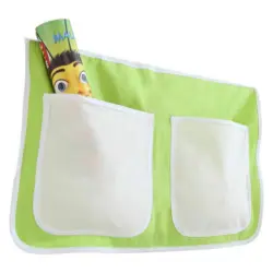 Betttasche Aus Baumwolle Mit 2 Fächern, Grün/beige