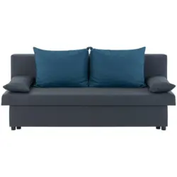 2-Sitzer-Sofa mit Schlaffunkt. und Bettkasten Neo + Kissen Grau