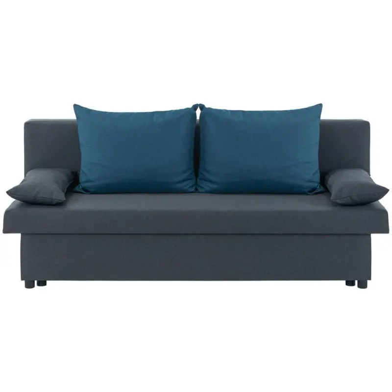 2-Sitzer-Sofa mit Schlaffunkt. und Bettkasten Neo + Kissen Grau