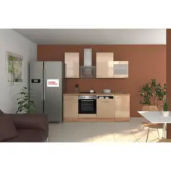 Küchenzeile Nepal mit Geräten 220 cm Kaschmir/Eiche Dekor