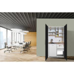 Möbelix Schrankküche mit Kühlschrank + Kochfeld 104 cm Weiß/Schwarz