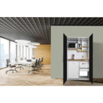 Möbelix Schrankküche mit Mikrowelle + Kühlschrank 104cm Weiß/Schwarz