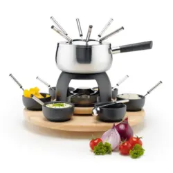 Fondue-Set 6 Gabeln Edelstahl Mit Spritzschutz