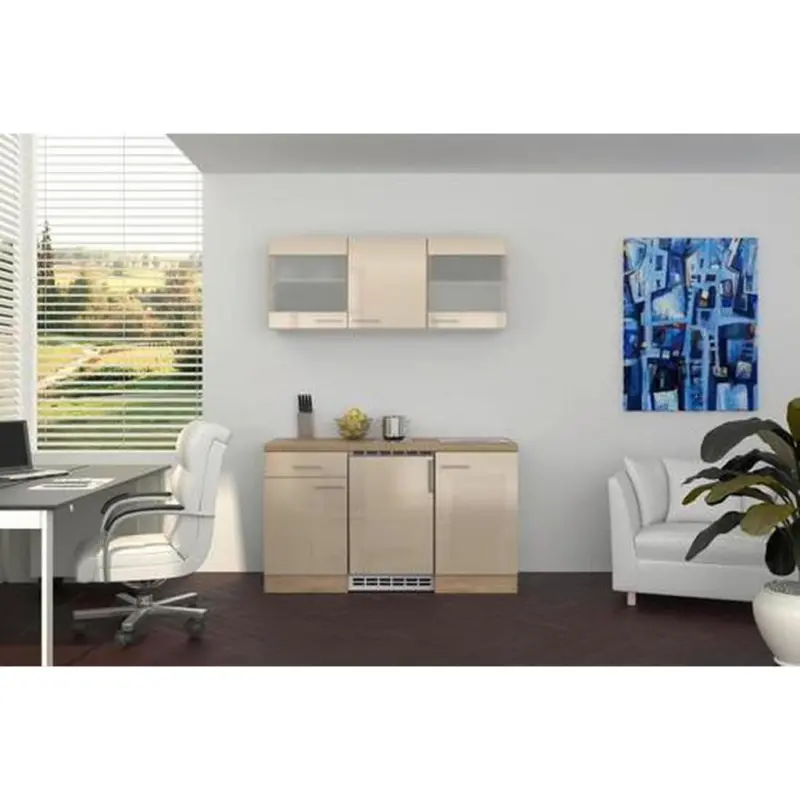 Küchenzeile Nepal mit Geräten 150 cm Kaschmir/Eiche Dekor