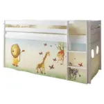 Möbelix Kinderbett Malte 90x200cm Holz Massiv Weiß/safari Mit Vorhang