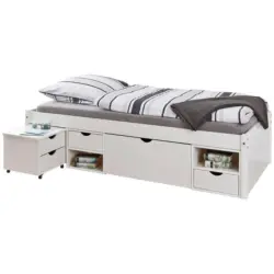 Stauraumbett inkl. Lattenrost 90x200 cm Till, Weiß